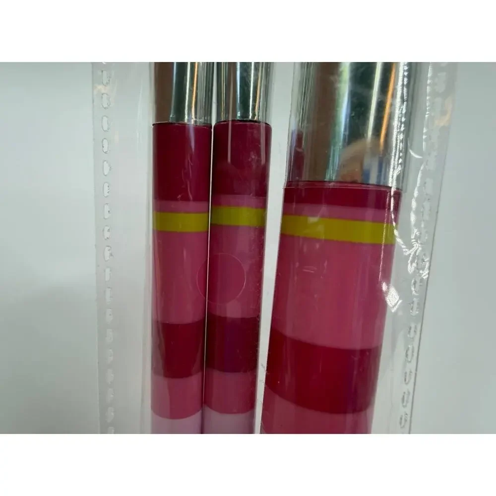 Lancome Makeup Brush Set of 2 New Cosmetic Brushes  Pink Stripe
